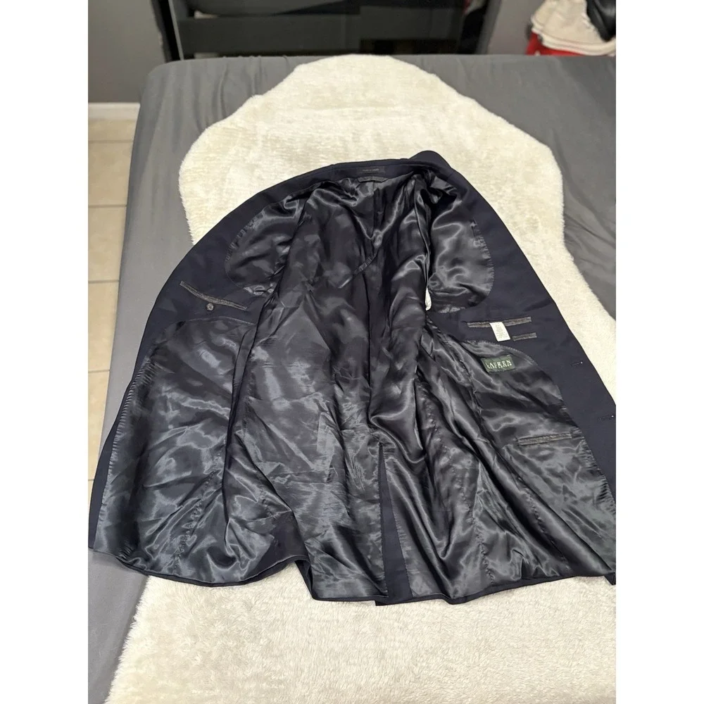 Lauren Ralph‎ Lauren Men's Navy Blue Wool 2 Button Blazer Jacket Size 46L